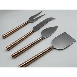 4pc Hammered Copper Cheese Knife Set‎ Stainless Steel Charcuterie Serving Tools